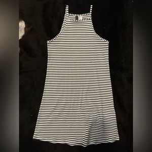 Divided black and white stripe dress.